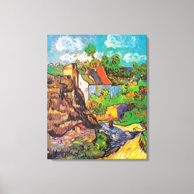 Bostäder i Auvers, Vincent Van Gogh Canvastryck (Framsida)