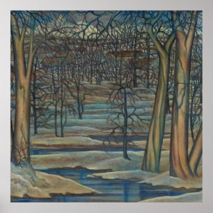 Bostäder i Barren Winter River Landcape Poster