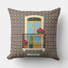 Bostäder i Lissabon med växter och plattor Kudde