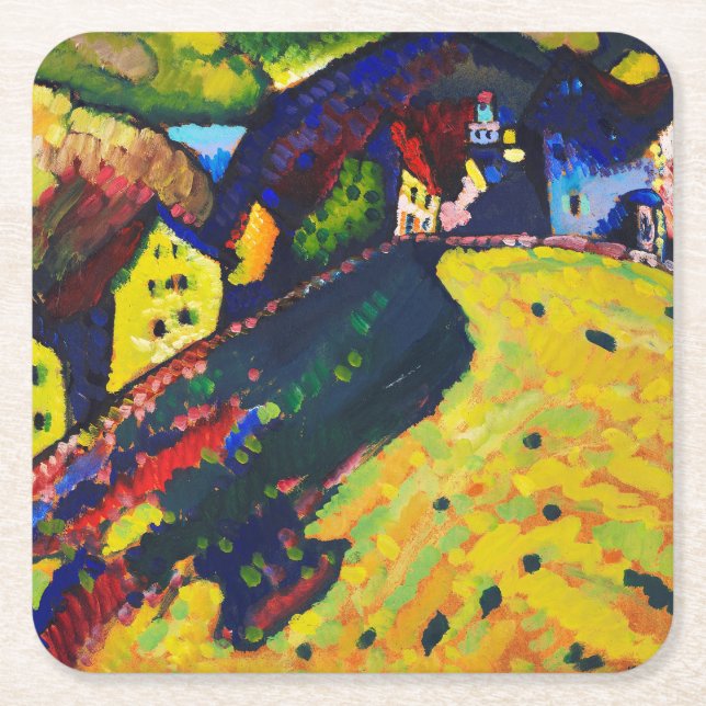 Bostäder i Murnau, Wassily Kandinsky Underlägg Papper Kvadrat (Framsidan)