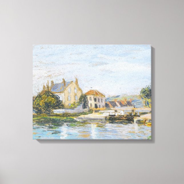 Bostäder Kant vid La Garonne Sisles lås Canvastryck (Framsida)