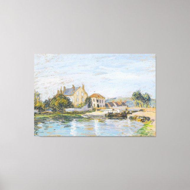 Bostäder Kant vid La Garonne Sisles lås Canvastryck (Framsida)