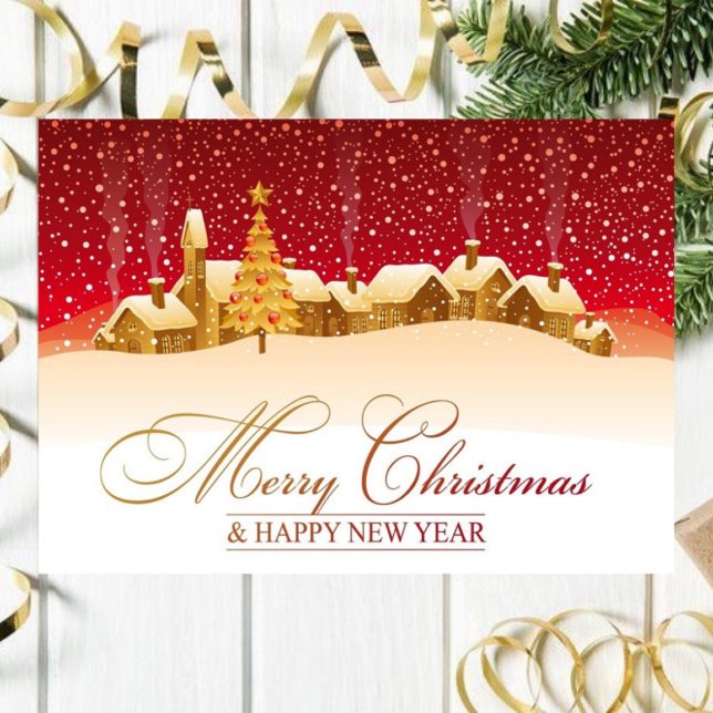Bostäder med God jul-kort för Snö Kort (Skapare uppladdad)