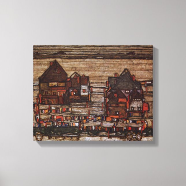 Bostäder med Tvätt av Egon Schiele Canvastryck (Framsida)