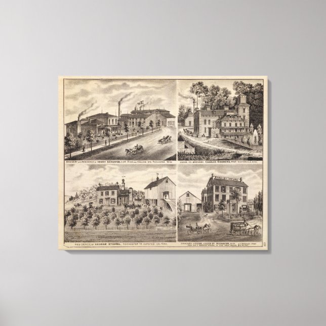 Bostäder och bryggerier i Rochester, Minnesota Canvastryck (Framsida)
