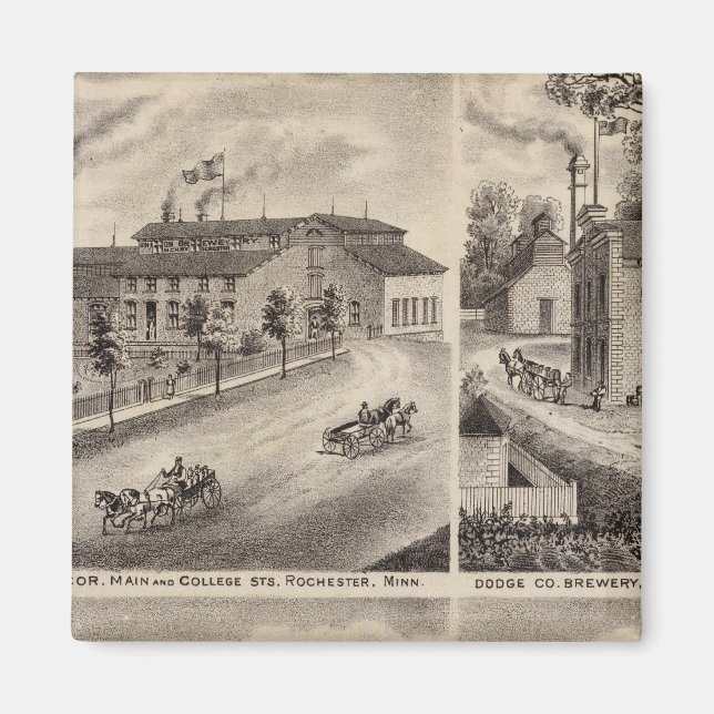 Bostäder och bryggerier i Rochester, Minnesota Magnet (Framsidan)