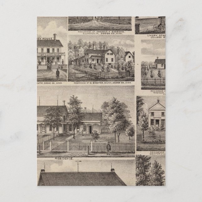 Bostäder och Byggnad, Owatonna, Minnesota Vykort (Framsida)