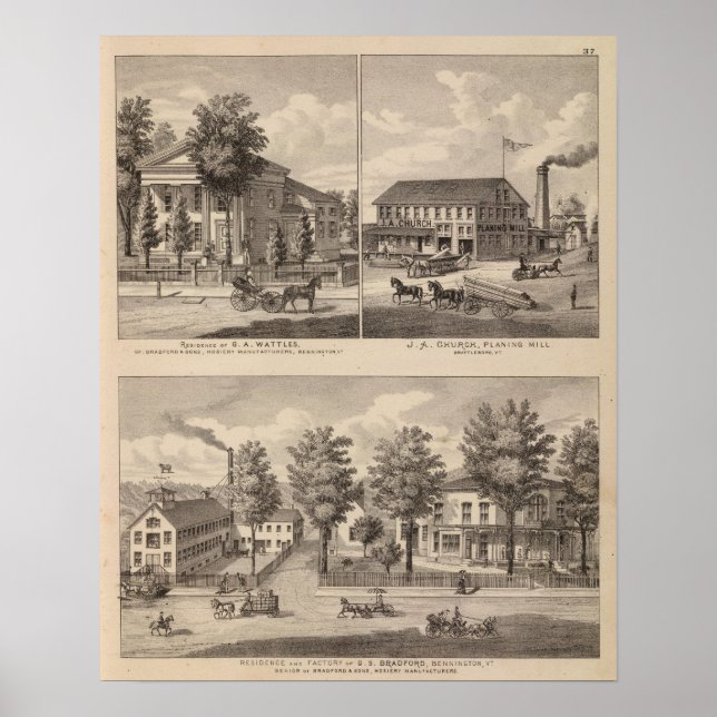 Bostäder och fabriker i Bennington Poster (Framsidan)