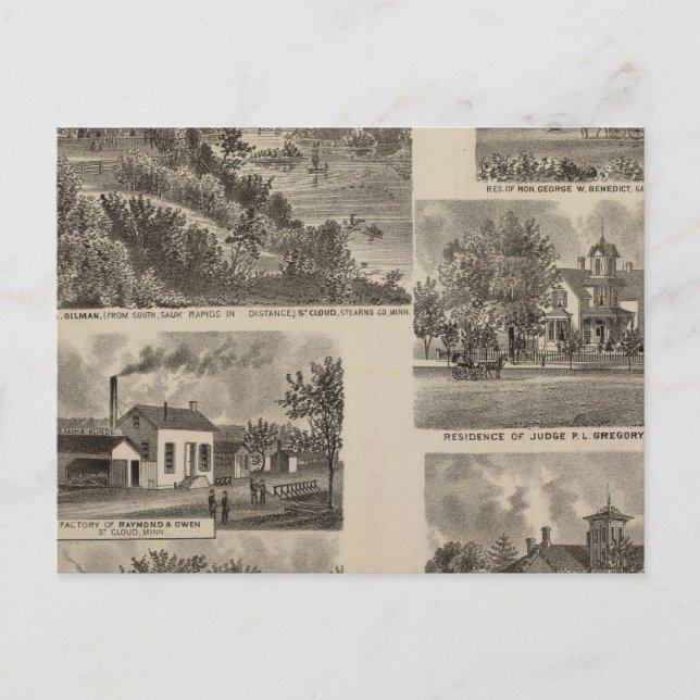 Bostäder och fabriker i Minnesota Vykort (Framsida)