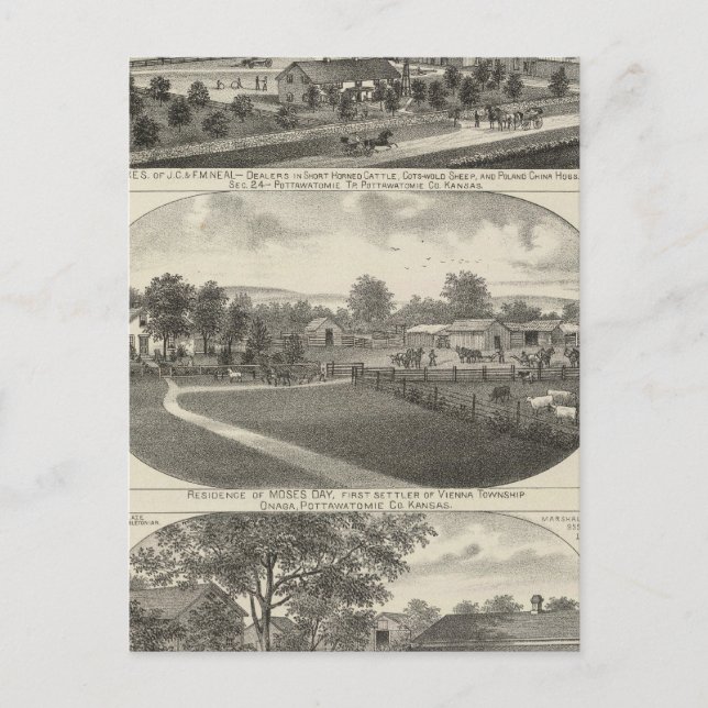 Bostäder och gårdar, Pottawatomie County, Kansas Vykort (Framsida)