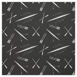 Bostäder och oljefläder, svarta och vita Mönster Tyg