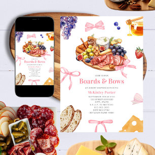 Bostäder och Rosa Charcuterie Girl Baby Shower Inbjudningar