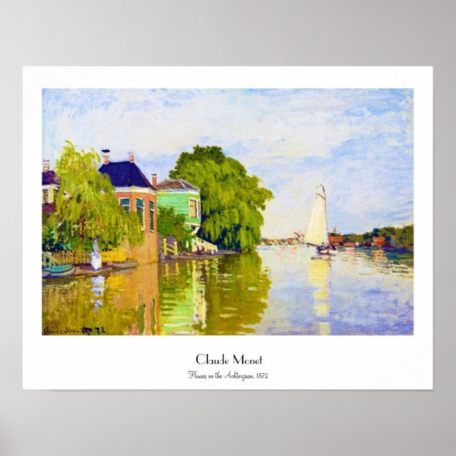 Bostäder på Achterzaan, 1872 Claude Monet Poster (Framsidan)
