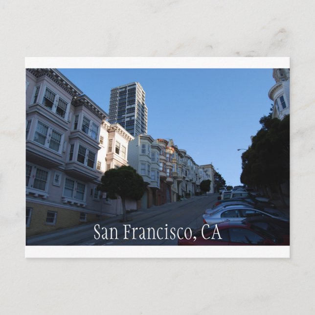 Bostäder på en gata i San Francisco, Kalifornien Vykort (Framsida)