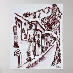 Bostäder Saint-Guilhem-Le-Desert, Frankrike Poster