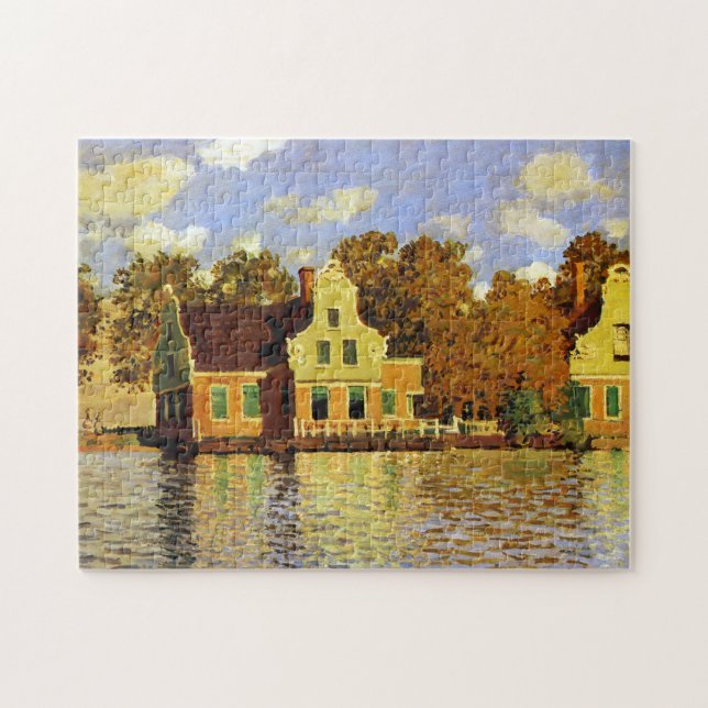 Bostäder vid Zaanfloden vid Zaandam Monet Fine Art Pussel (Horisontell)