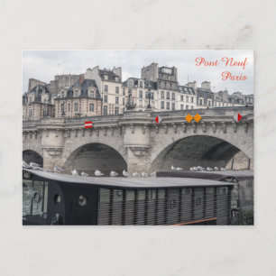 Bostadsbåt nära Pont Neuf - Paris, Frankrike Vykort