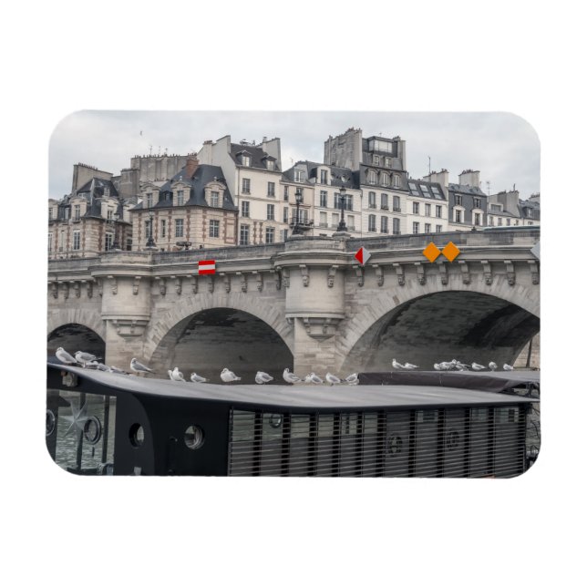 Bostadsbåt nära Pont Neuf - Paris Magnet (Horisontell)