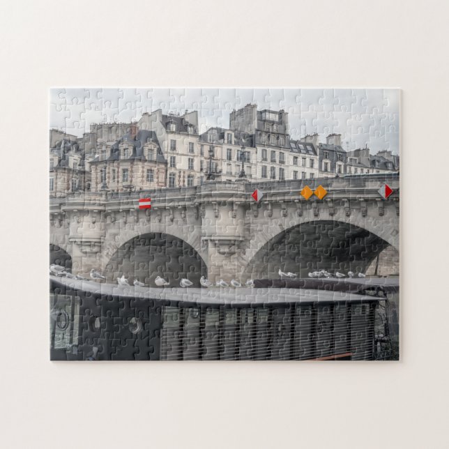 Bostadsbåt nära Pont Neuf - Paris Pussel (Horisontell)