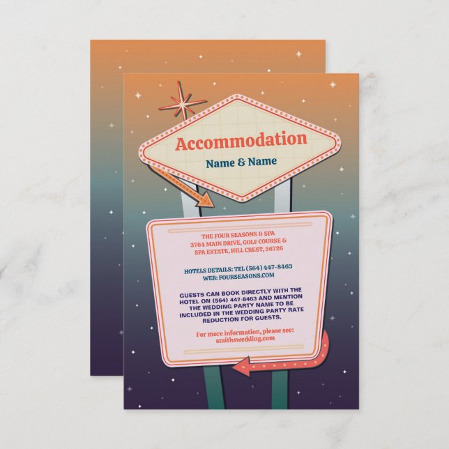 Bostadsbo Bröllop Las Vegas Casino Tilläggskort (Fram/baksida)