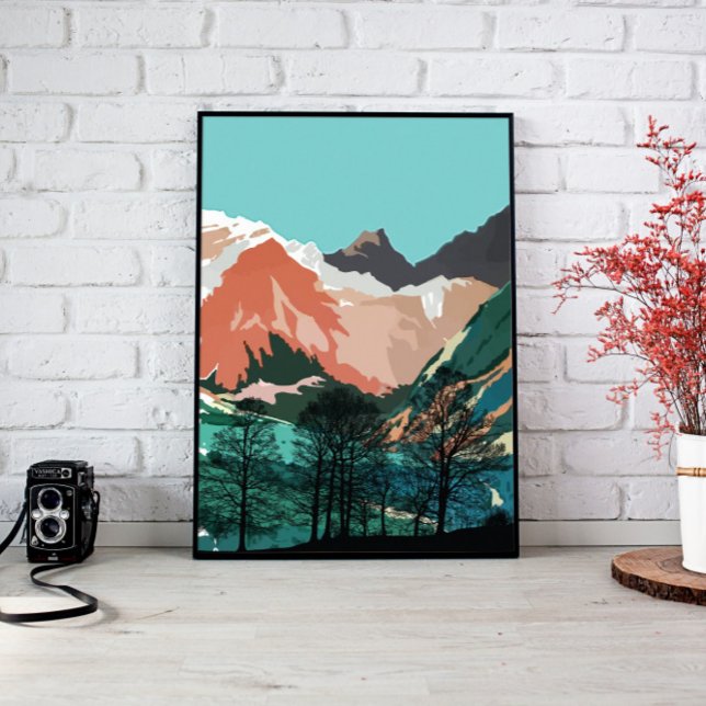 Bostadsdäck, landskapsmur canvastryck (mountains landscape wall art, living room décor, above bed wall art, modern home décor, nursery wall)
