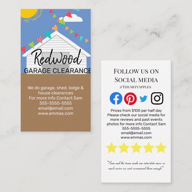 Bostadshagelns markröjningsföretag visitkort (Fram/baksida)