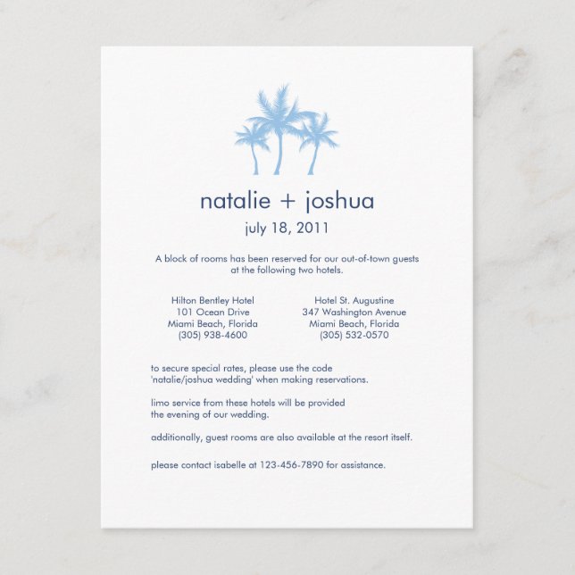 Bostadskort i Seaside Dreams Bröllop Tilläggskort (Framsida)