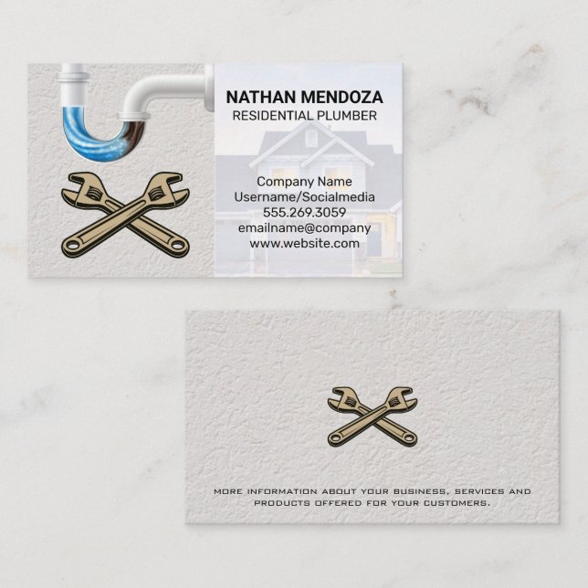 Bostadsrörs | Clogged Rör | Wrenches Visitkort (Fram/baksida)