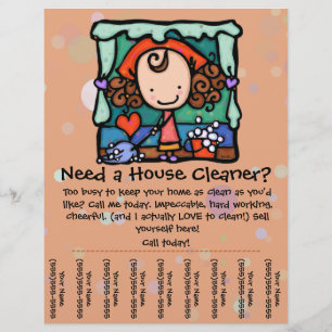 Bostadsskötsel. House Cleaner. Främjande av anpass Reklamblad