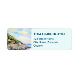 Bostadssommarsommaren i Runswick Bay England Returadress Etikett