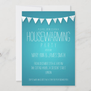 Bostadsuppvärmning Party Hearts Bunting Turcouting Inbjudningar