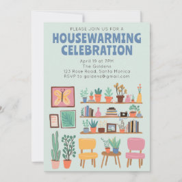 Bostadsuppvärmning Party Inbjudan, Cute Living Rum Inbjudningar