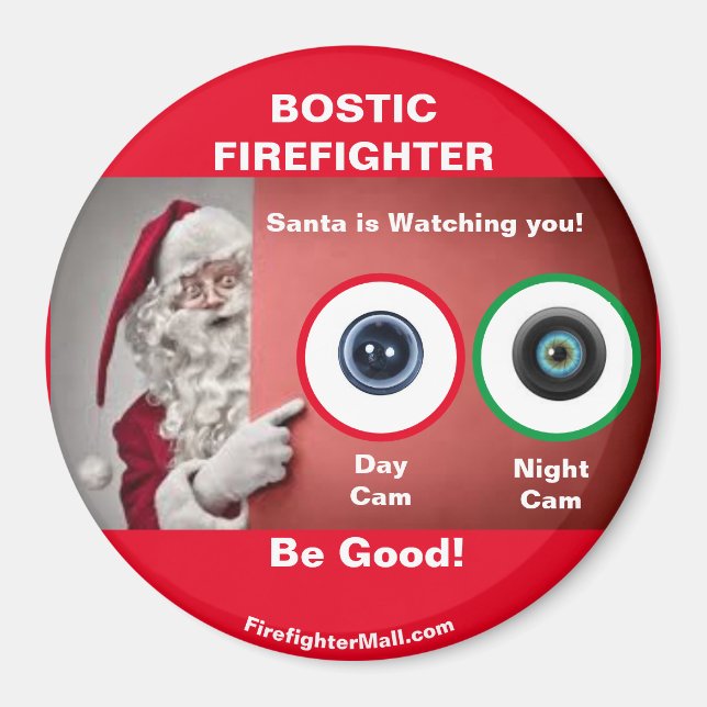 BOSTIC FIREFIGHTER Santa tittar på Magnet (Framsidan)