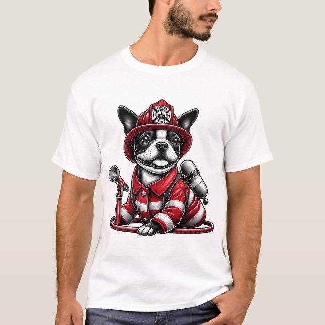 Bostie Fire Dog T Shirt (Framsida)