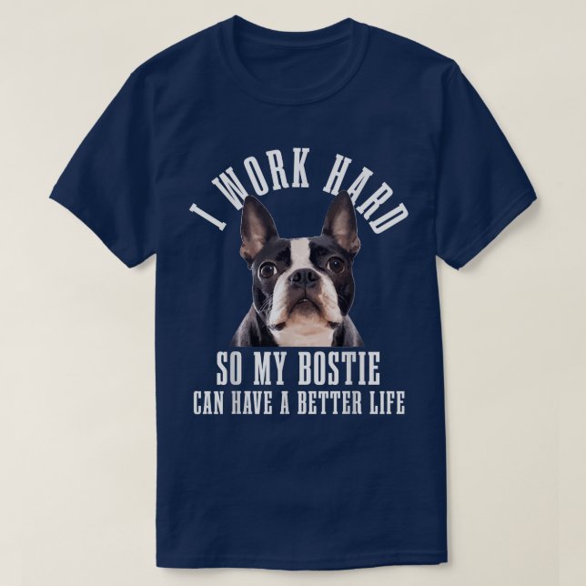 Bostie Mamma Hund Pappa Funny Boston Terrier T Shirt (Design framsida)