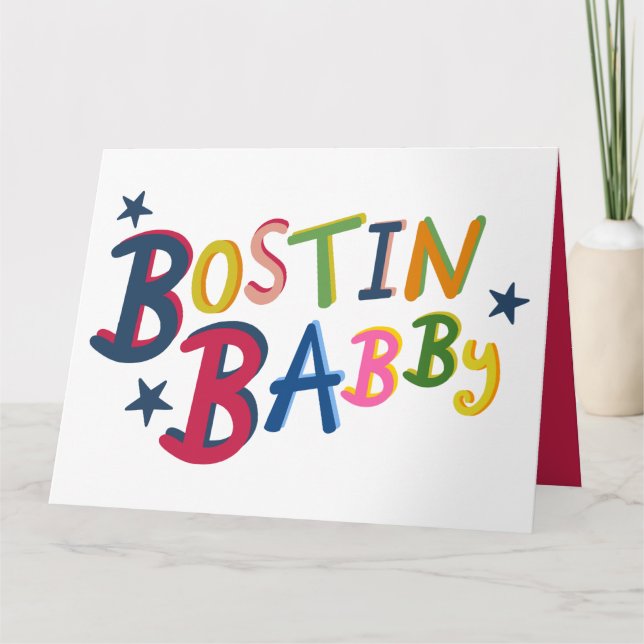 BOSTIN BABBY Black Land Ord Nyfödd bebis-kort Kort (Framsida)