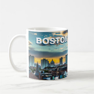 Bosto kaffemug Massachusetts stadssiluett present Kaffemugg