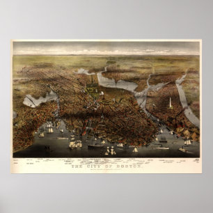 Boston - 1873 (Parsons och Atwater) BigMapBlog Poster