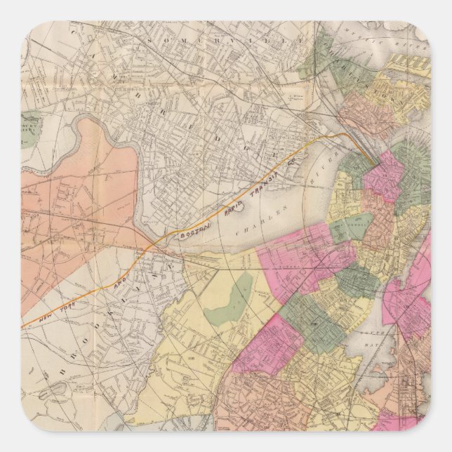 Boston 2 fyrkantigt klistermärke (Framsida)