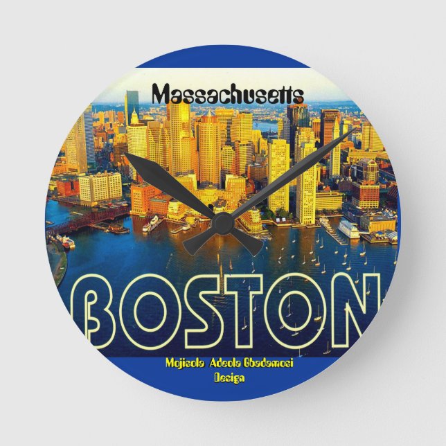 boston 2, Massachusetts - Customized Rund Klocka (Framsida)
