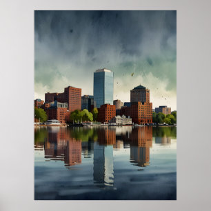 Boston akvarell konst poster