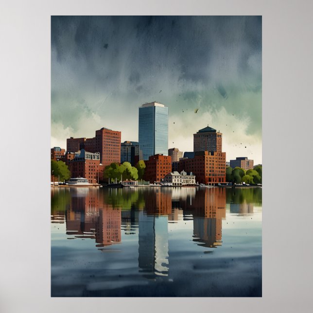 Boston akvarell konst poster (Framsidan)