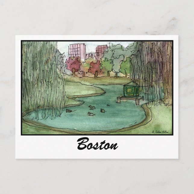 Boston allmänhetträdgård vykort (Framsida)