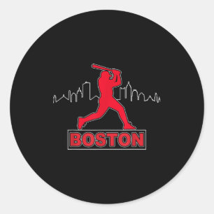 Boston Älskare Siluett Retro Baseball Hjärtbeat Mä Runt Klistermärke