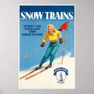 Boston and Maine Railroad Snö Tåg Affisch