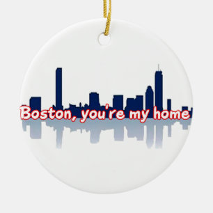 Boston är du mitt hem julgransprydnad keramik