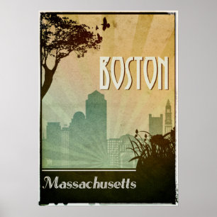Boston Art Deco Design City Poster teckningar