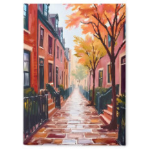 Boston Autumn Watercolor Beacon Backe