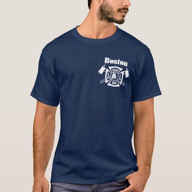 Boston avfyrar Dept. E33 & L15 Tee Shirt (Framsida)