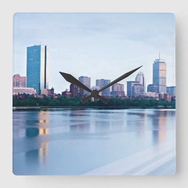 Boston baksidafjärd över Charles River Fyrkantig Klocka (Framsida)